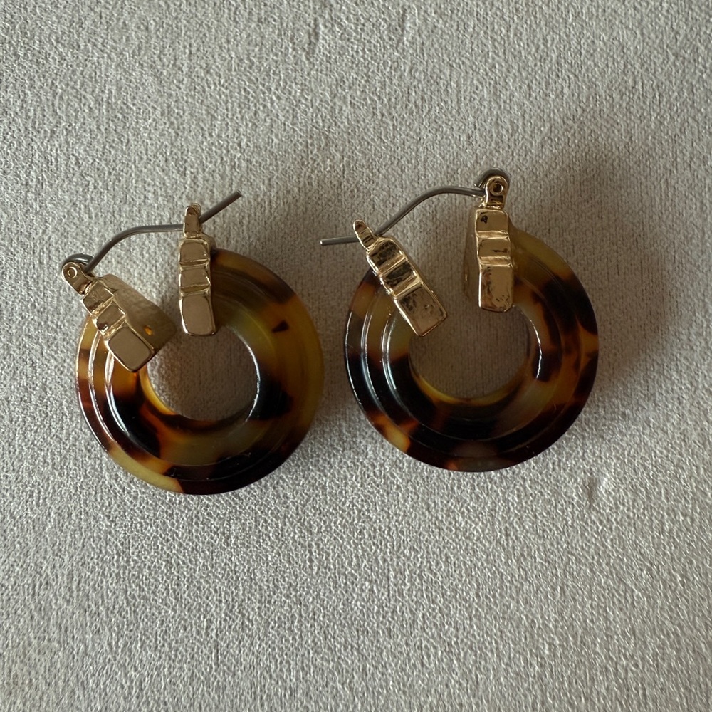Gold & Tortoise Hoop Earrings